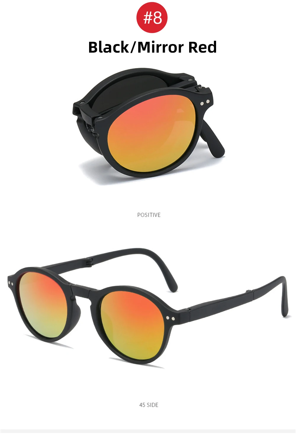 VIVIBEE Women Square Folding Sunglasses 2026 Trending Product Black UV400 Spring Hinge Eyewear Men Retro Mirror Red Sun Glasses