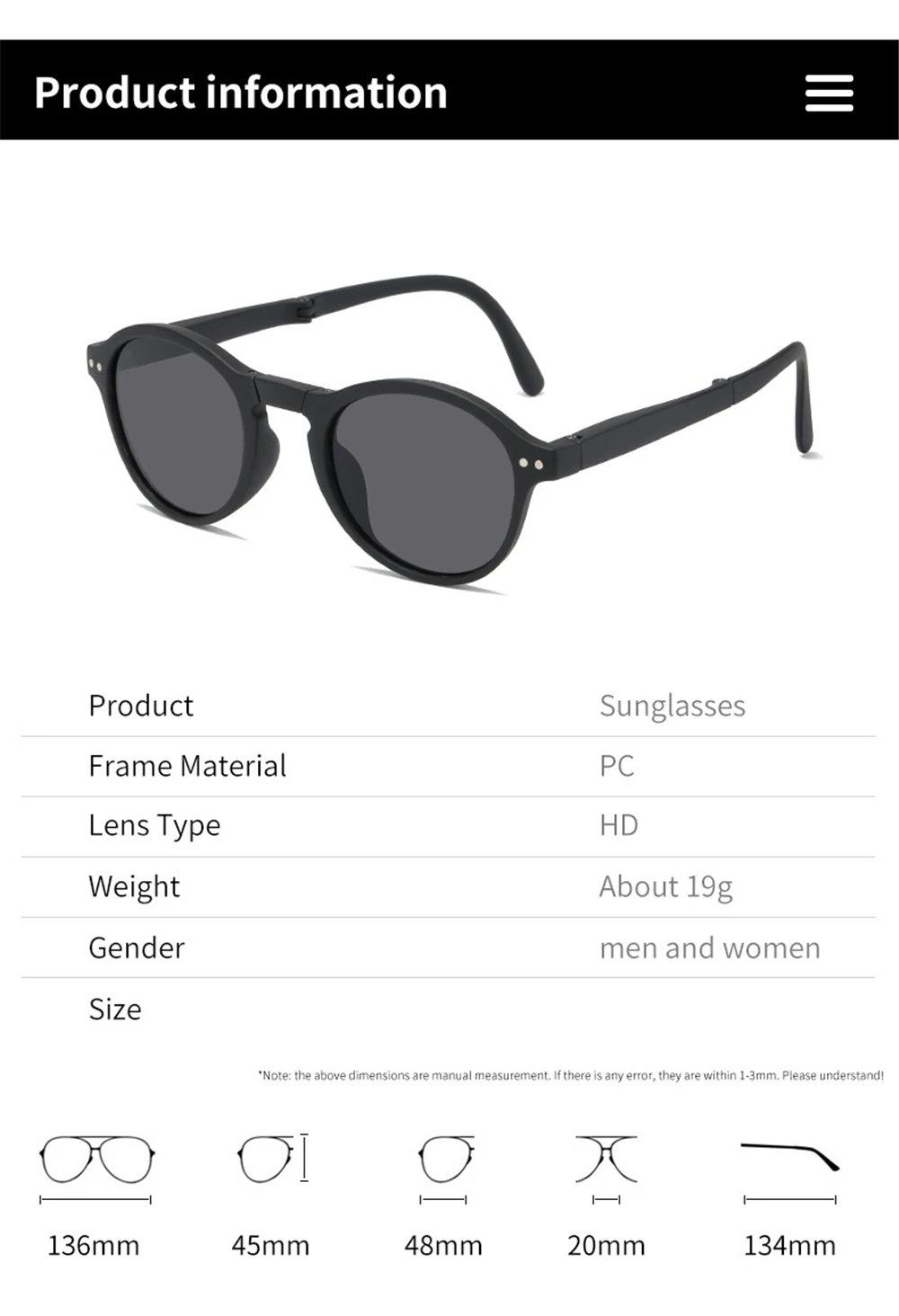 VIVIBEE Women Square Folding Sunglasses 2026 Trending Product Black UV400 Spring Hinge Eyewear Men Retro Mirror Red Sun Glasses