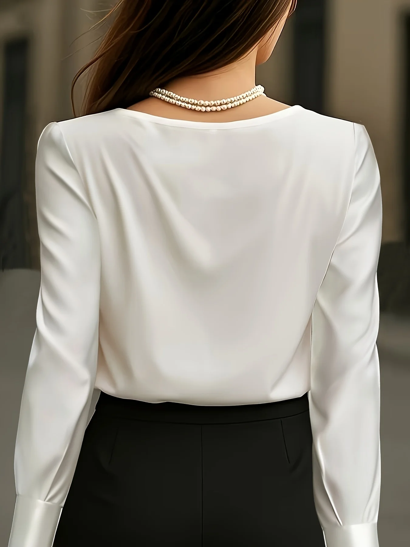 New Spring/Summer Stylish & Sophisticated Solid-Color Satin Blouse Elegant Professional Office Wear and Date-Night Shirt for Wo