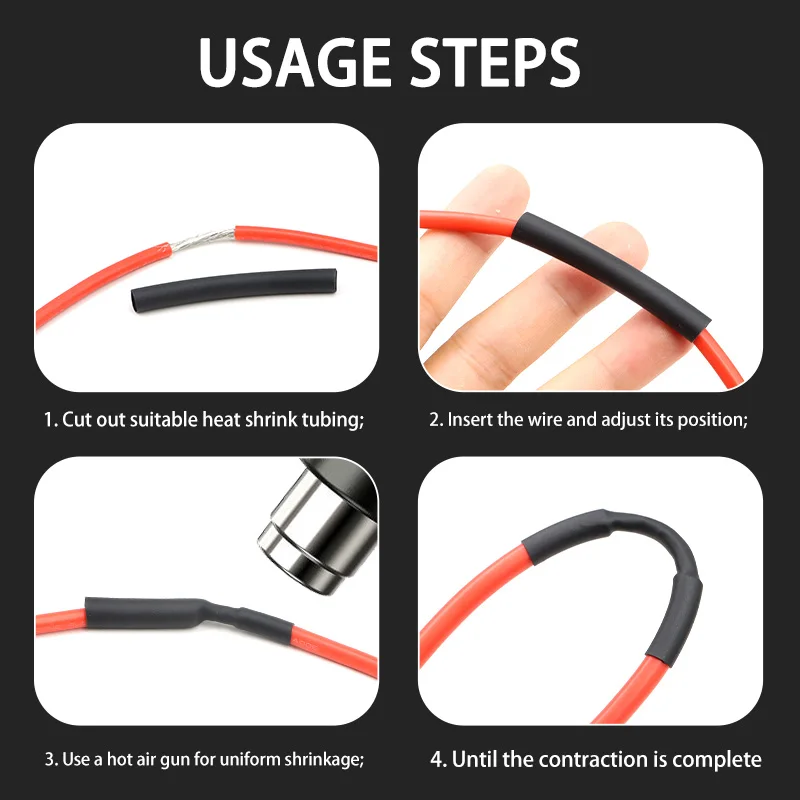 2m Heat Shrink Tube 12 Colors Diameter 7 8 9 10 12 15 20 25 30 35 40 50 mm 2:1 Shrinkage Ratio Polyolefin Insulated Cable Sleeve