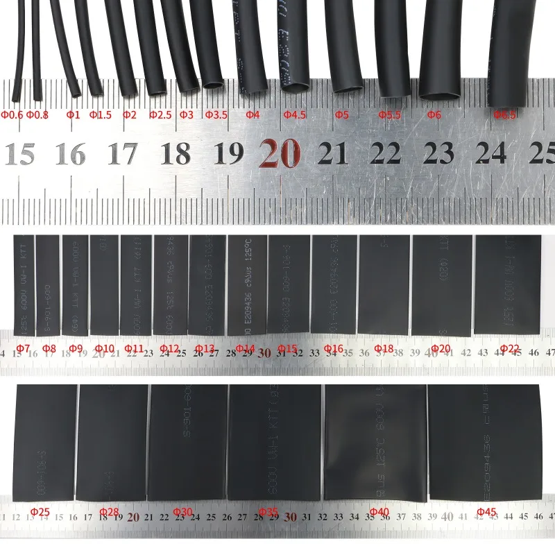 2m Heat Shrink Tube 12 Colors Diameter 7 8 9 10 12 15 20 25 30 35 40 50 mm 2:1 Shrinkage Ratio Polyolefin Insulated Cable Sleeve