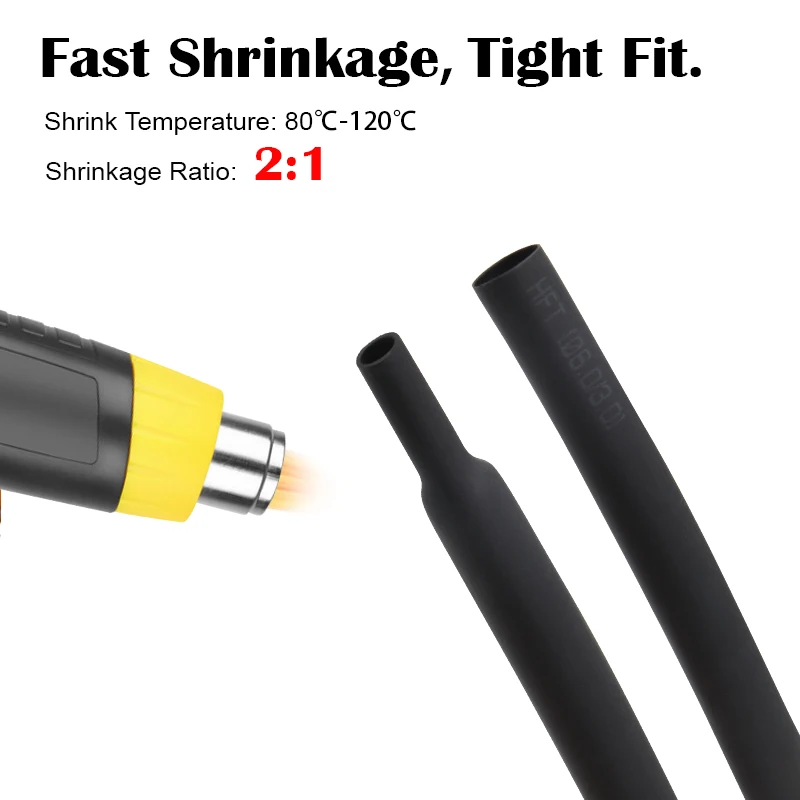 2m Heat Shrink Tube 12 Colors Diameter 7 8 9 10 12 15 20 25 30 35 40 50 mm 2:1 Shrinkage Ratio Polyolefin Insulated Cable Sleeve