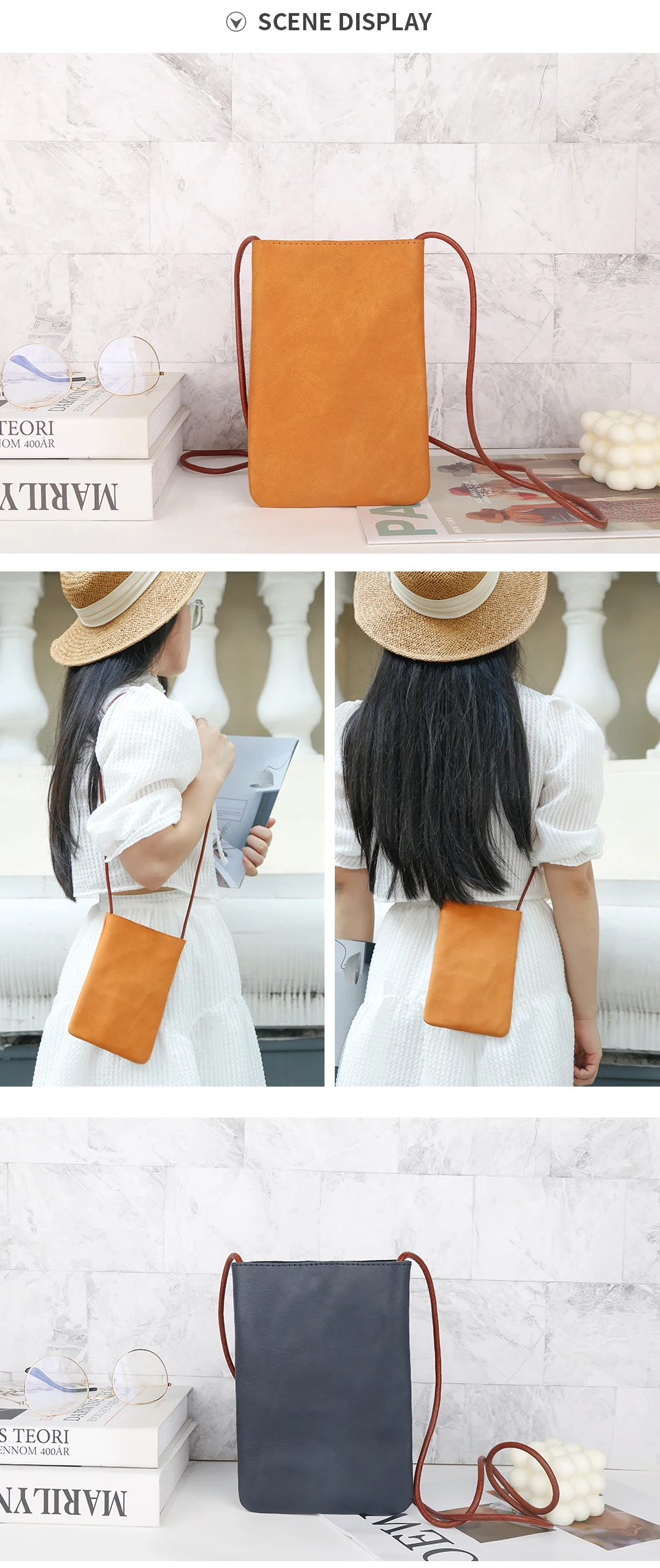 JOGUJOS Genuine Leather Women Shoulder Crossbody Bags Small Handbag Ladies CellPhone Bag Simple Style Messenger Bag Phone Pouch