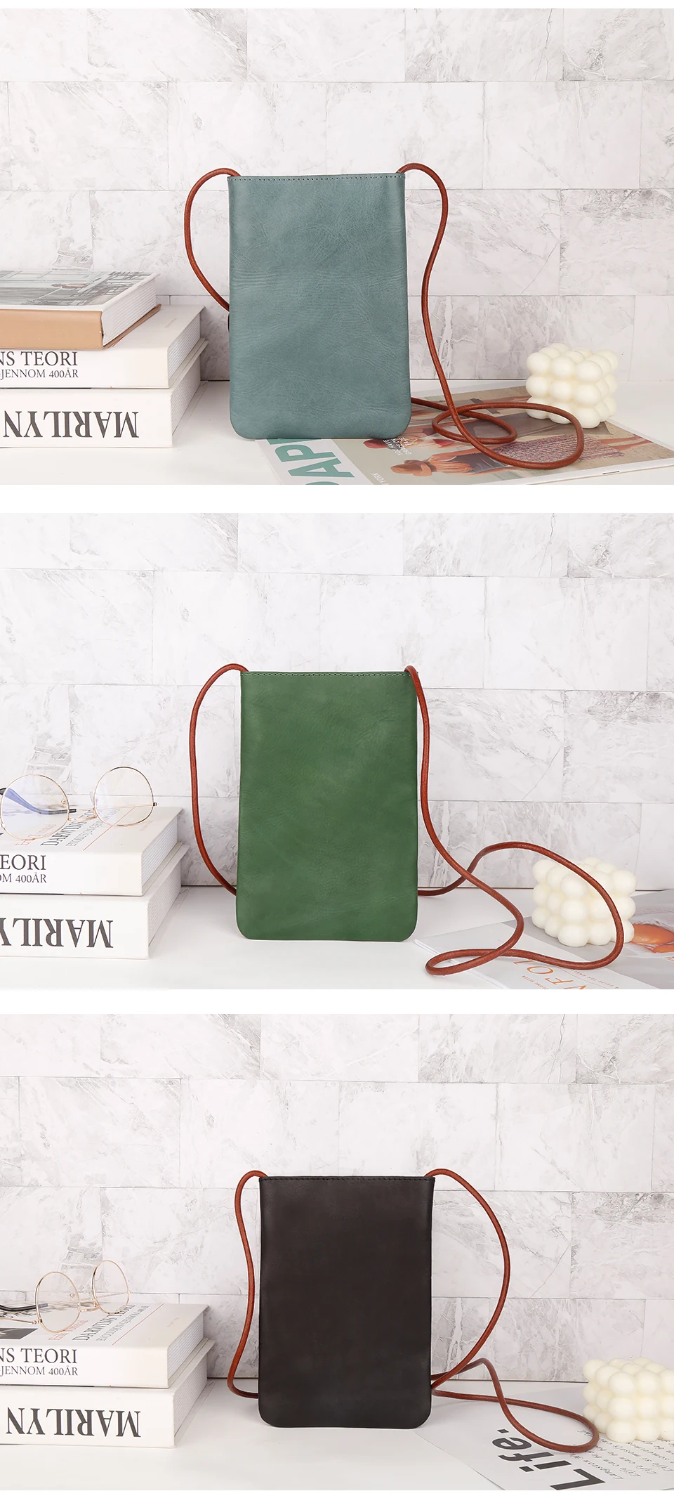 JOGUJOS Genuine Leather Women Shoulder Crossbody Bags Small Handbag Ladies CellPhone Bag Simple Style Messenger Bag Phone Pouch