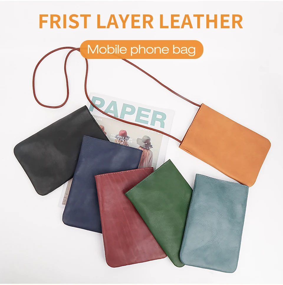 JOGUJOS Genuine Leather Women Shoulder Crossbody Bags Small Handbag Ladies CellPhone Bag Simple Style Messenger Bag Phone Pouch