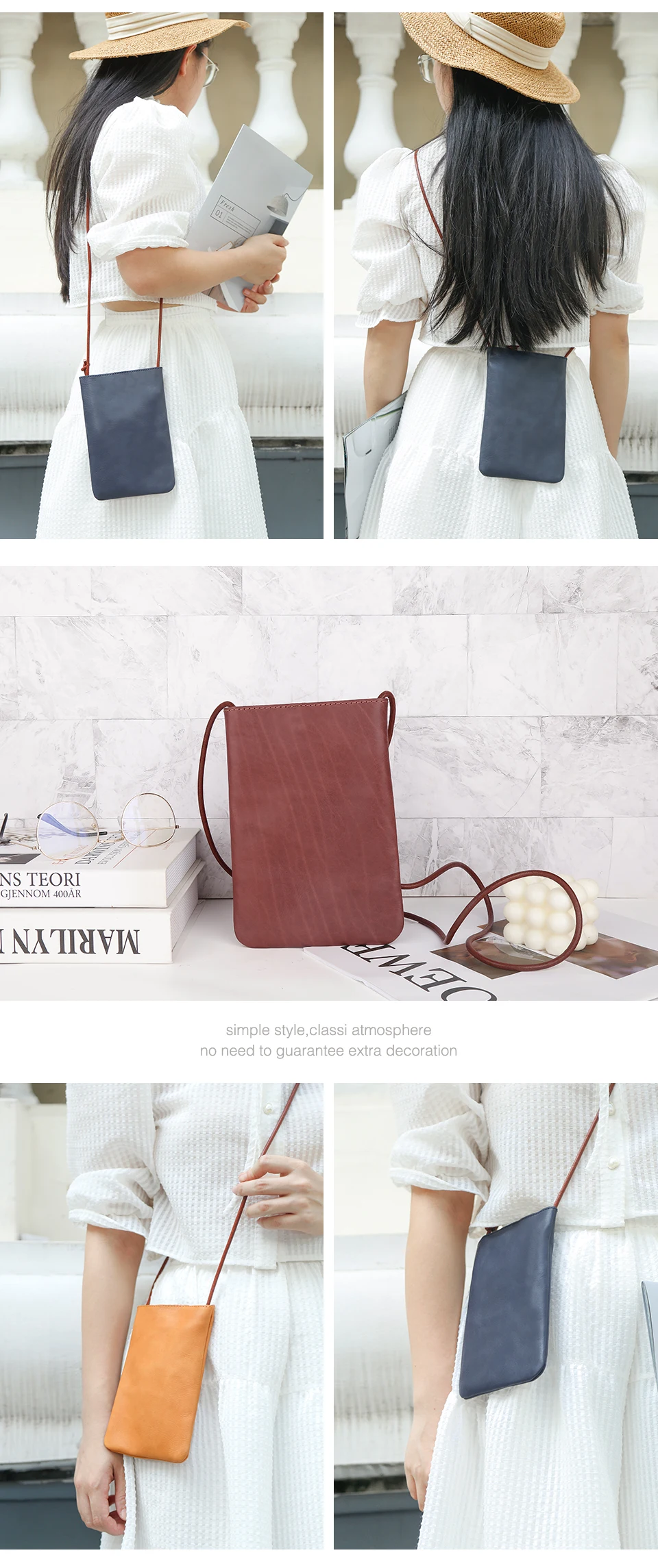 JOGUJOS Genuine Leather Women Shoulder Crossbody Bags Small Handbag Ladies CellPhone Bag Simple Style Messenger Bag Phone Pouch