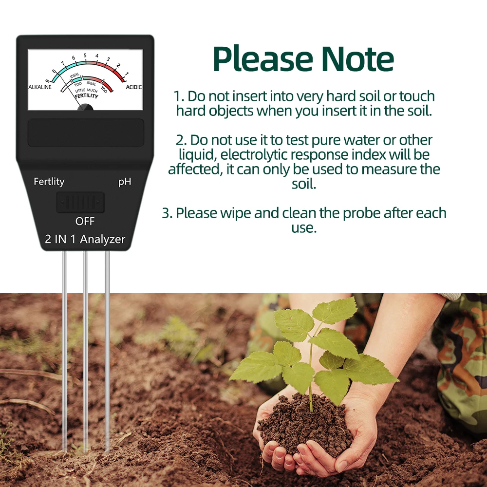 2 in 1 / 4 in 1 Soil Moisture PH Meter Acidity Humidity Tester Metal Sensor Probe 3~8 PH Hygrometer for Planting Garden Garden T