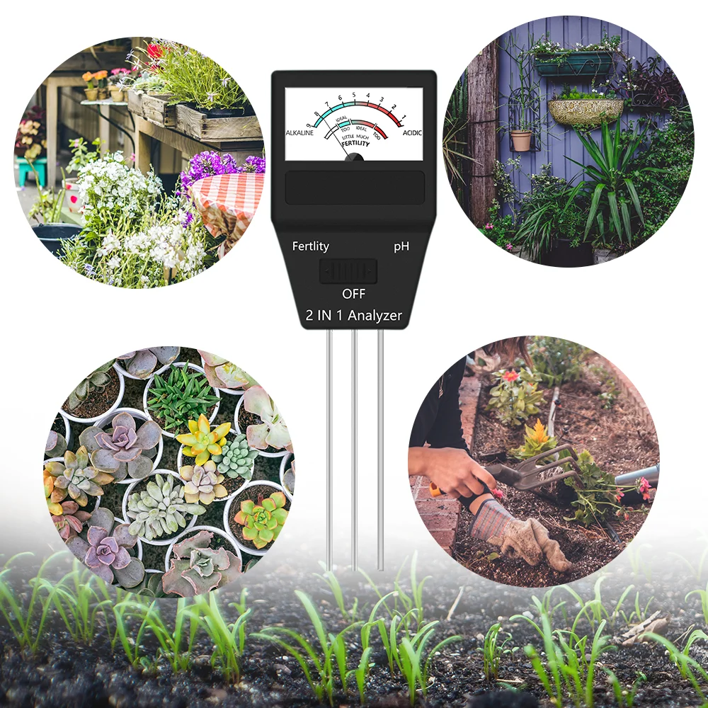 2 in 1 / 4 in 1 Soil Moisture PH Meter Acidity Humidity Tester Metal Sensor Probe 3~8 PH Hygrometer for Planting Garden Garden T