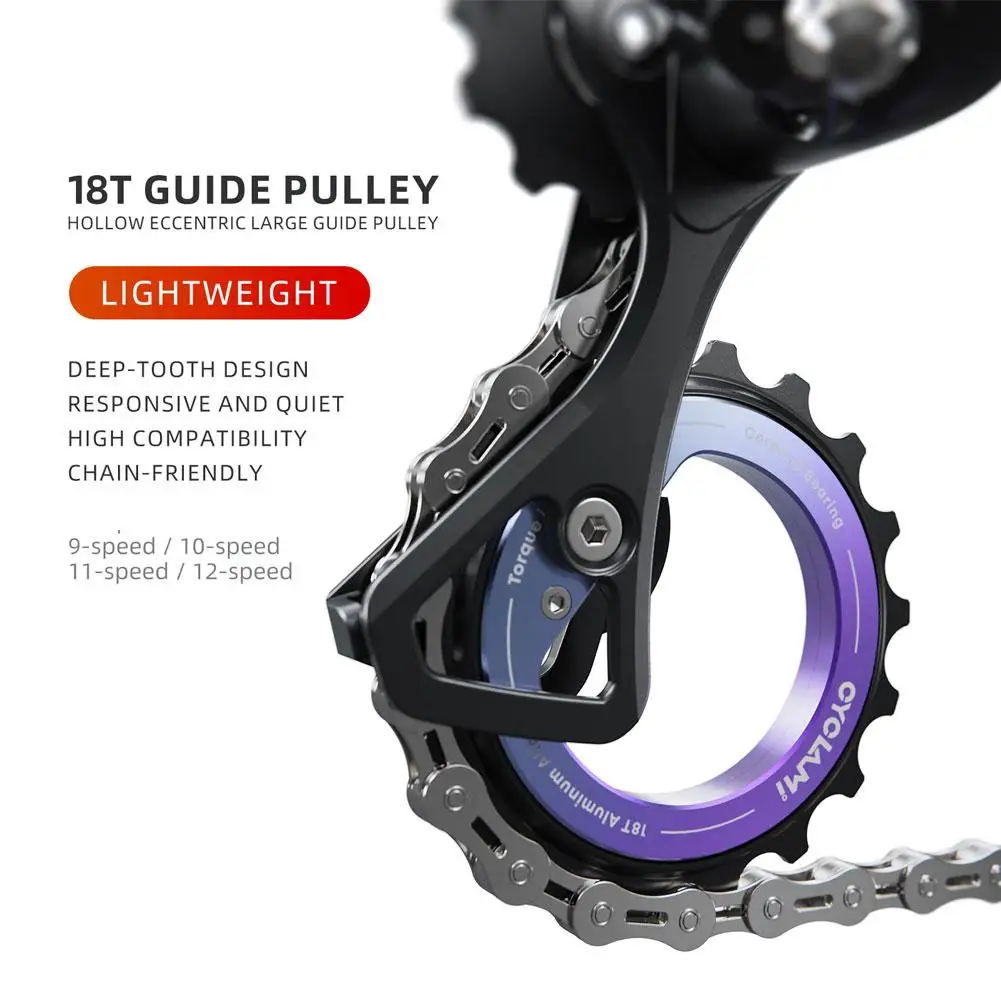 18T Hollow Eccentric Oversized Pulley Wheel for Rear Derailleur - Ceramic Bearing, DIY Bike Part for Shimano R8000/7000