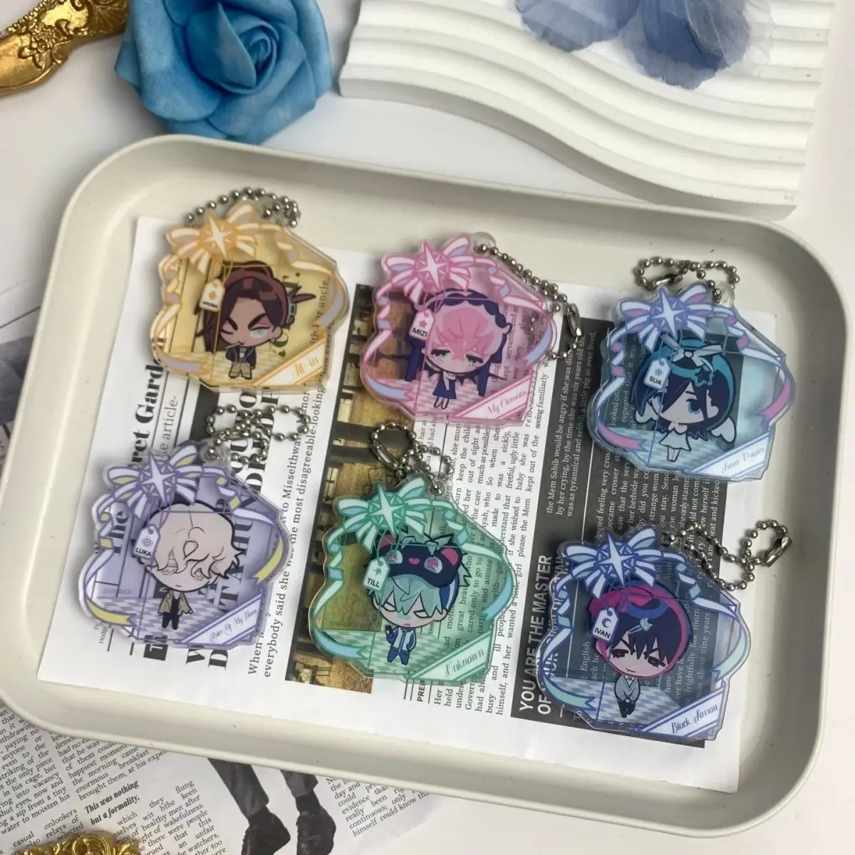 Anime Game ALIEN STAGE Keychain Ivan Till Sua Mizi Colored Window Acrylic Pendant Keychain Backpack Decor
