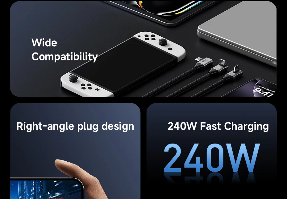 Hagibis USB C to USB C Right Angle Cable 240W 90 Degree Type C Car Fast Charging Cable 80Gbps for Thunderbolt 5 iPhone Macbook