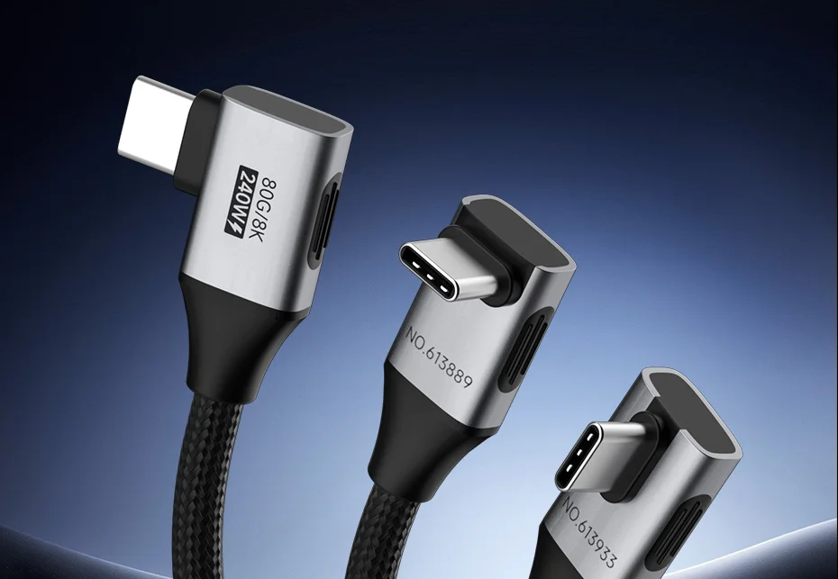 Hagibis USB C to USB C Right Angle Cable 240W 90 Degree Type C Car Fast Charging Cable 80Gbps for Thunderbolt 5 iPhone Macbook