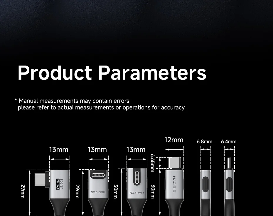 Hagibis USB C to USB C Right Angle Cable 240W 90 Degree Type C Car Fast Charging Cable 80Gbps for Thunderbolt 5 iPhone Macbook