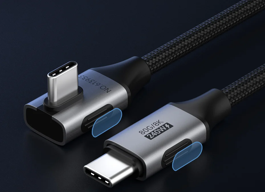 Hagibis USB C to USB C Right Angle Cable 240W 90 Degree Type C Car Fast Charging Cable 80Gbps for Thunderbolt 5 iPhone Macbook
