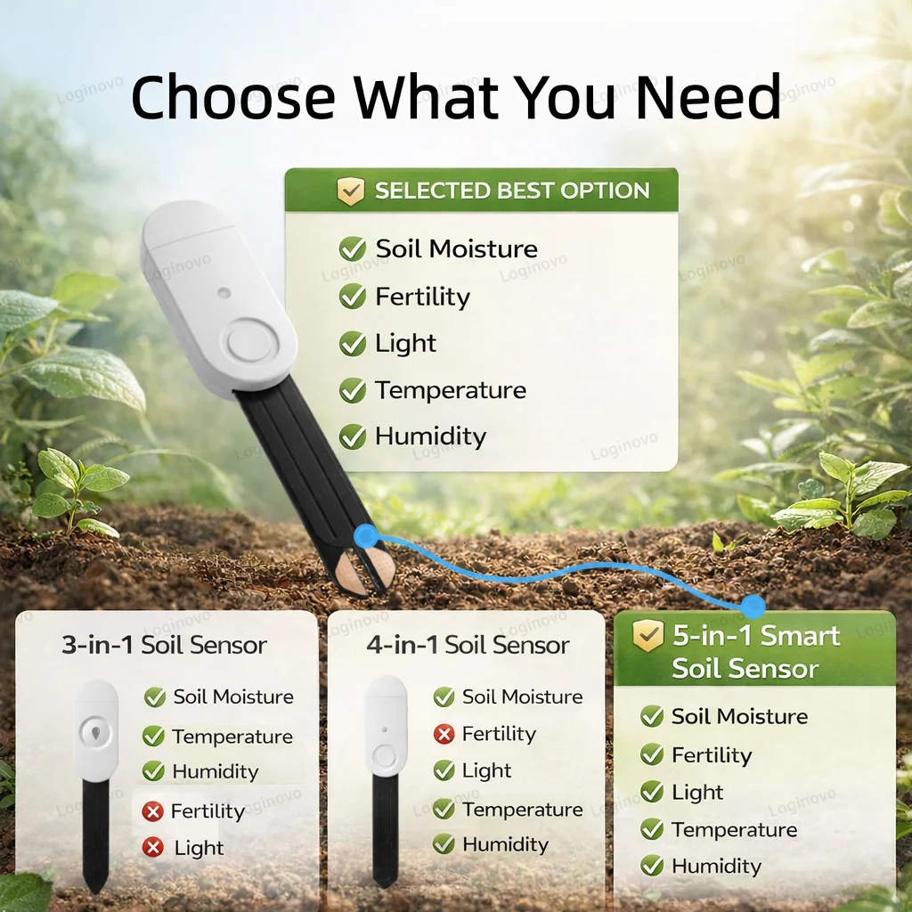 Zigbee Soil Moisture Sensor Temperature Humidity Light Fertility Tester Meter Optional 2MQTT& Tuya Smart Life Version For Garden