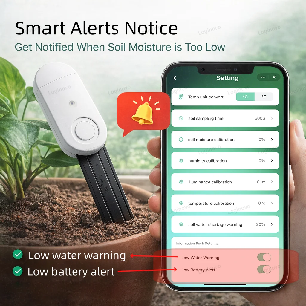 Zigbee Soil Moisture Sensor Temperature Humidity Light Fertility Tester Meter Optional 2MQTT& Tuya Smart Life Version For Garden