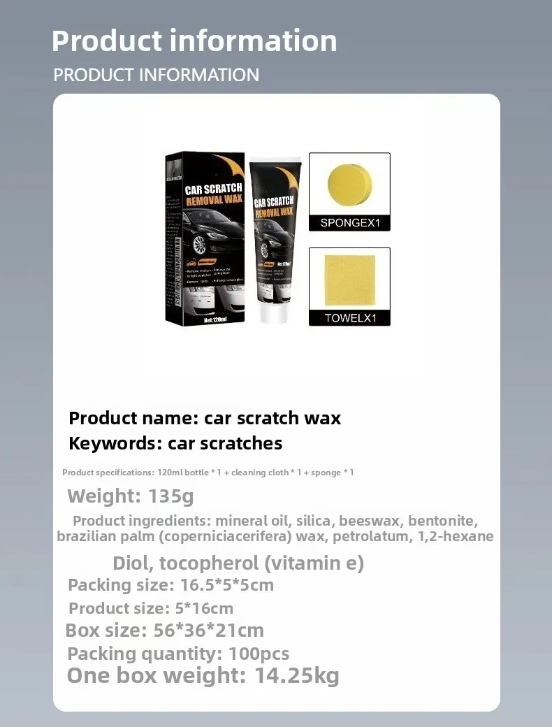 Car Scratch Remover Paint Care Tools Auto Swirl Remover Scratch Repair Polishing Body Compound Anti Scratch Wax Easy To Use