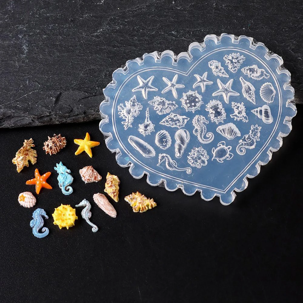 Summer Ocean Silicone Nail Mold 2Styles 3D Gel Manicure Molds Conch Seashell Starfish Charms Supplies Reusable Template Stencils
