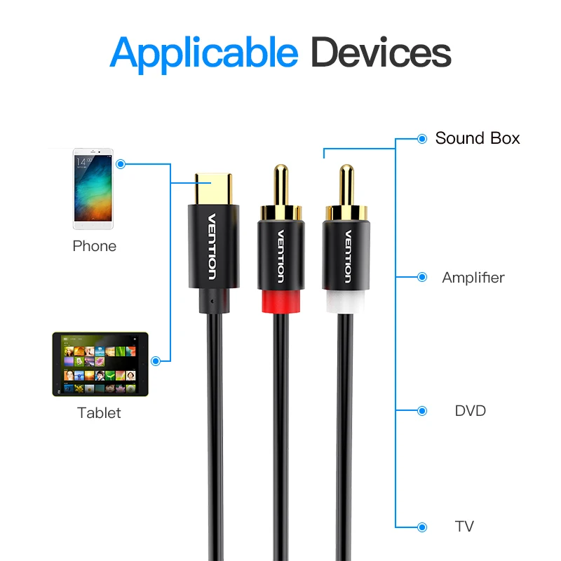USB C RCA Audio Cable Type-C to 2 RCA Cable 2rca Jack Type C RCA Cable for iPhone Sumsung Xiaomi Speaker Home Theater TV 0.5m 1m