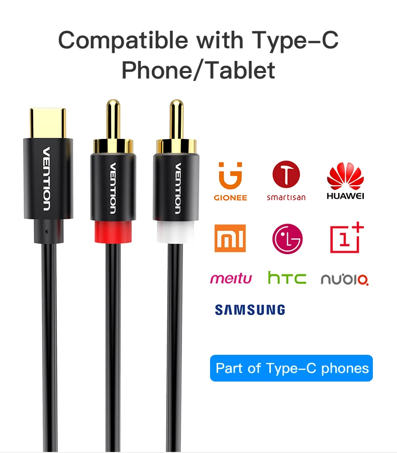 USB C RCA Audio Cable Type-C to 2 RCA Cable 2rca Jack Type C RCA Cable for iPhone Sumsung Xiaomi Speaker Home Theater TV 0.5m 1m