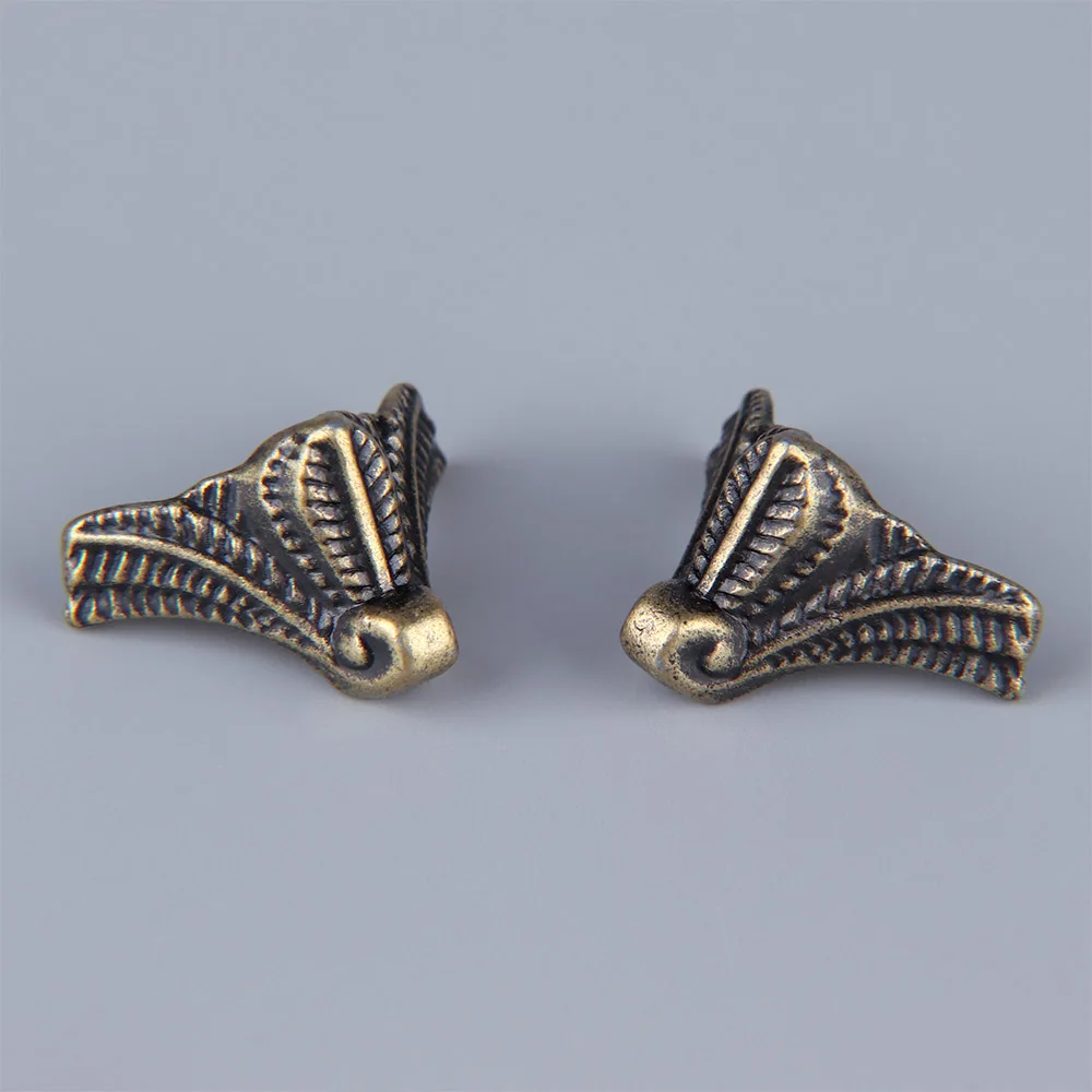 4PCS/set Antique Corner Protector Bronze Jewelry Chest Box Wooden Case Decorative Feet Leg Metal Corner Bracket Hardware