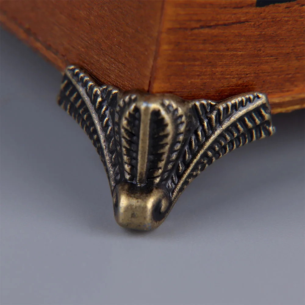 4PCS/set Antique Corner Protector Bronze Jewelry Chest Box Wooden Case Decorative Feet Leg Metal Corner Bracket Hardware