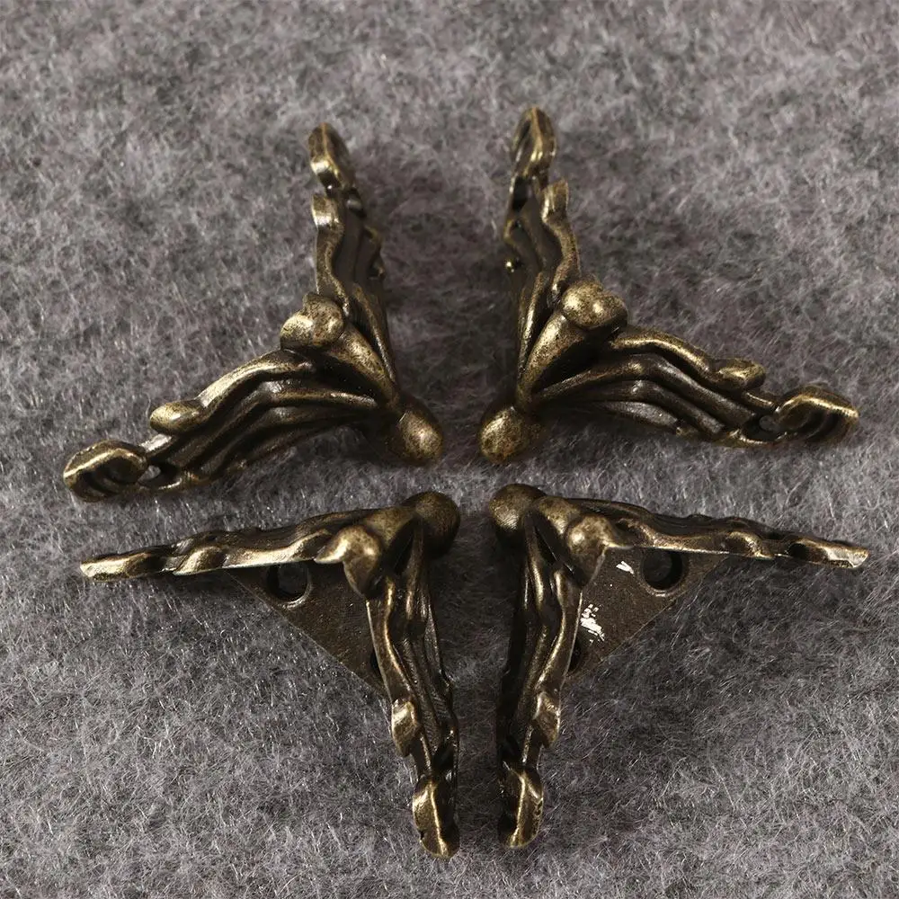 4PCS/set Antique Corner Protector Bronze Jewelry Chest Box Wooden Case Decorative Feet Leg Metal Corner Bracket Hardware