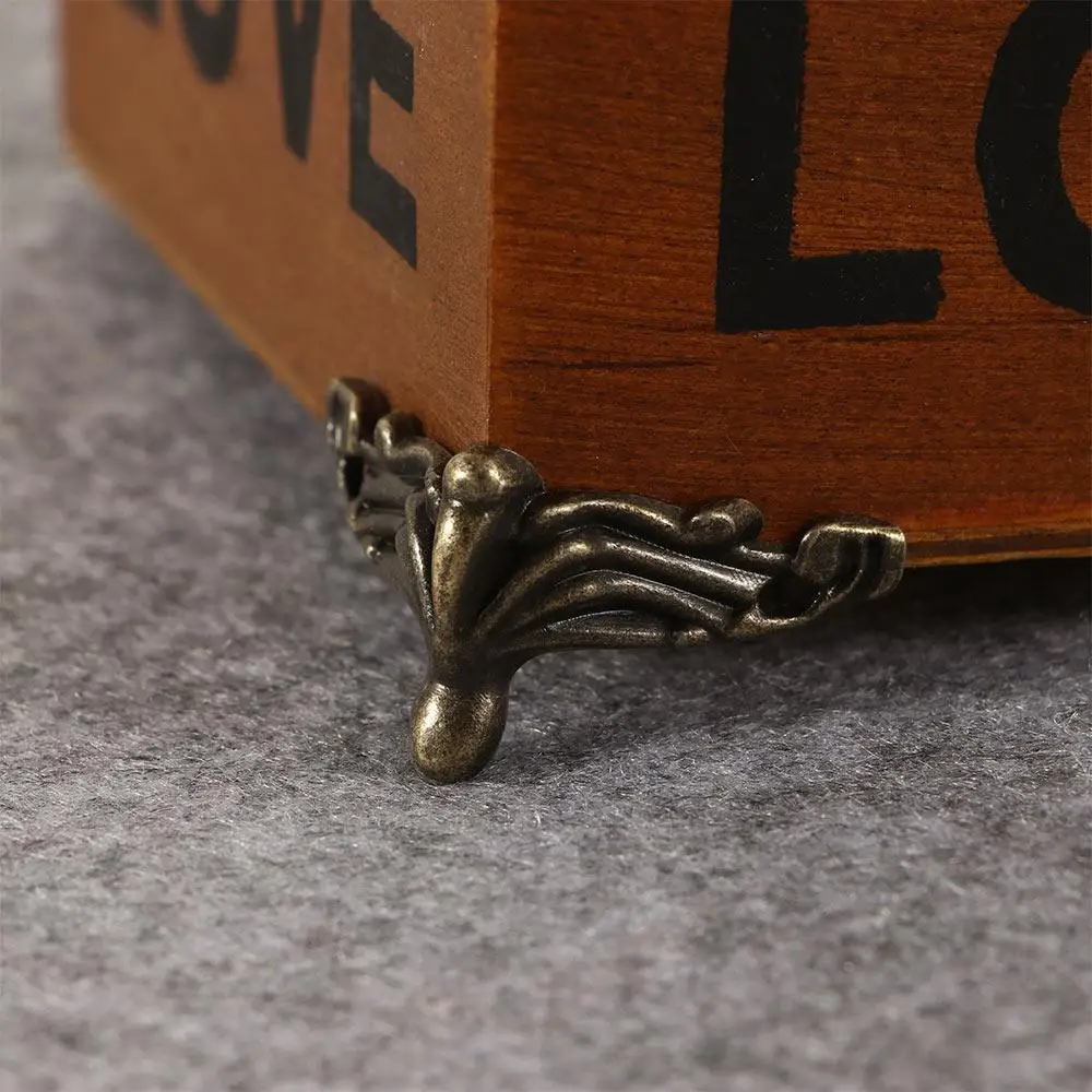 4PCS/set Antique Corner Protector Bronze Jewelry Chest Box Wooden Case Decorative Feet Leg Metal Corner Bracket Hardware