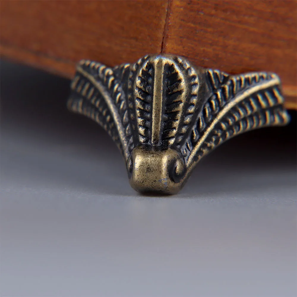 4PCS/set Antique Corner Protector Bronze Jewelry Chest Box Wooden Case Decorative Feet Leg Metal Corner Bracket Hardware