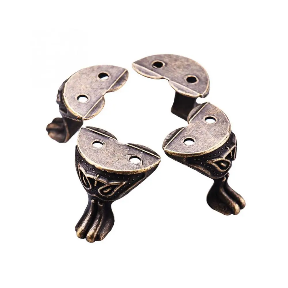 4PCS/set Antique Corner Protector Bronze Jewelry Chest Box Wooden Case Decorative Feet Leg Metal Corner Bracket Hardware