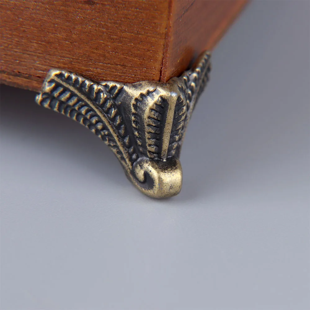 4PCS/set Antique Corner Protector Bronze Jewelry Chest Box Wooden Case Decorative Feet Leg Metal Corner Bracket Hardware