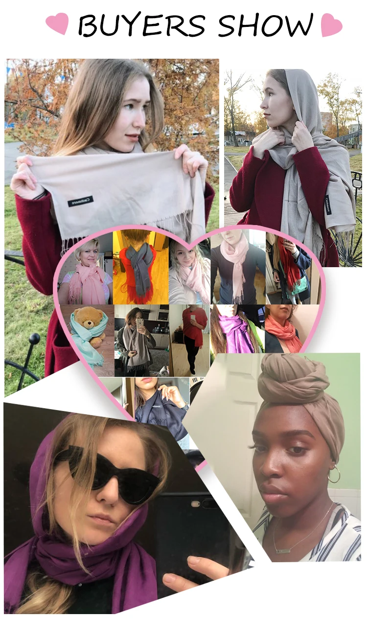 Fashion women scarf thin shawls Solid Color Women Scarf Winter Hijabs Tassels Long Cashmere Like Pashmina Hijabs Scarves Wraps