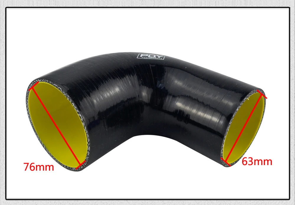 51mm / 63mm / 76mm / 51mm to 63mm / 63mm to 76mm 90 Degree 45 Degree Elbow Reduce Silicone Hose Pipe Black Blue