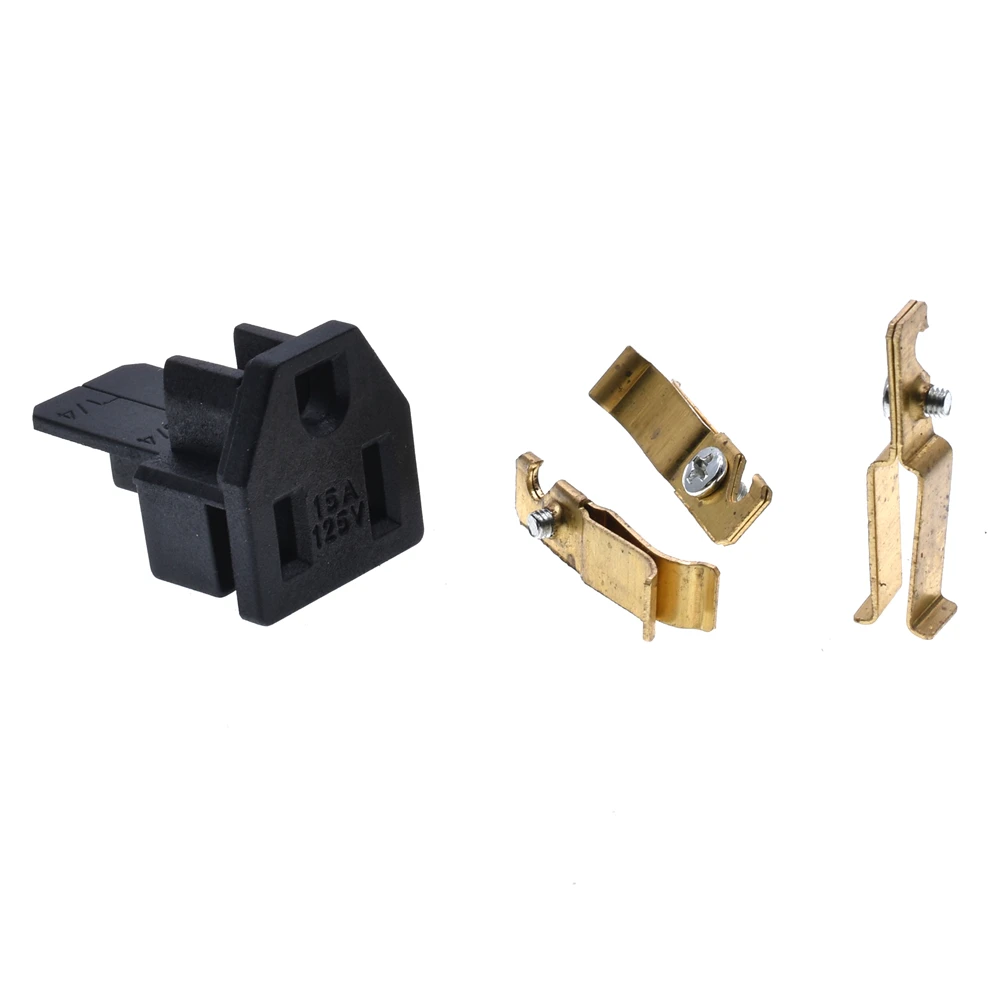 Black Copper American 3 Pins Power Plug Elcectrical AC 125V 15A US Power Cord Detachable Industrial Plug Socket