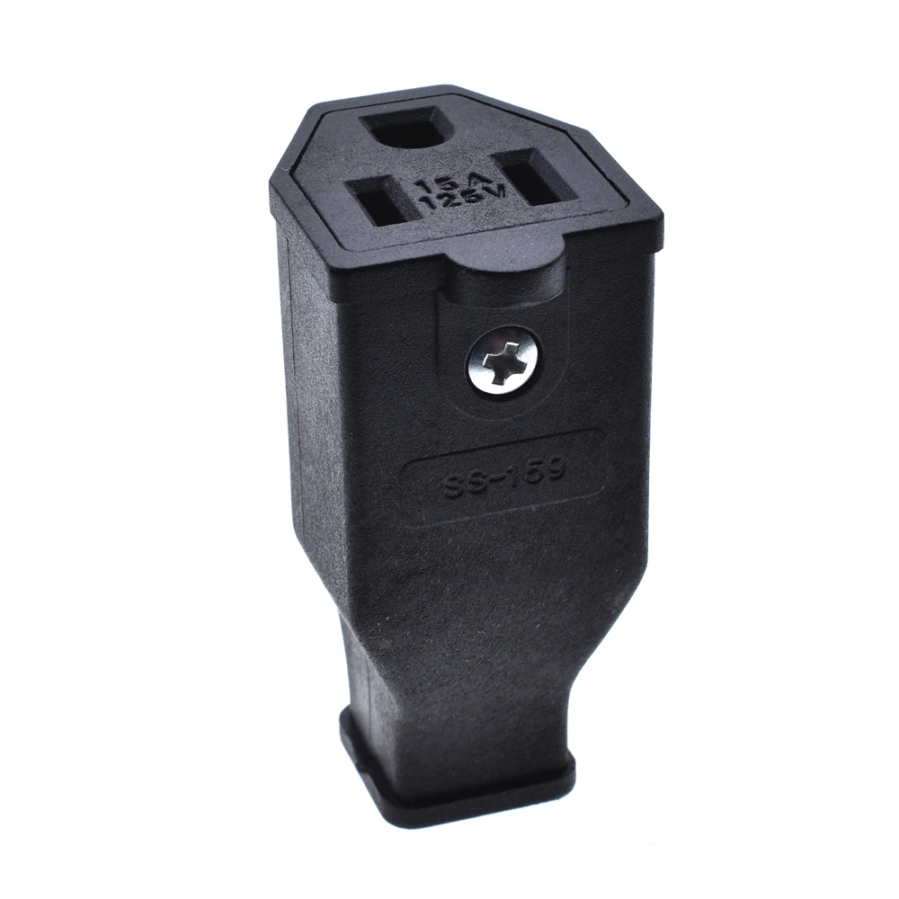 Black Copper American 3 Pins Power Plug Elcectrical AC 125V 15A US Power Cord Detachable Industrial Plug Socket