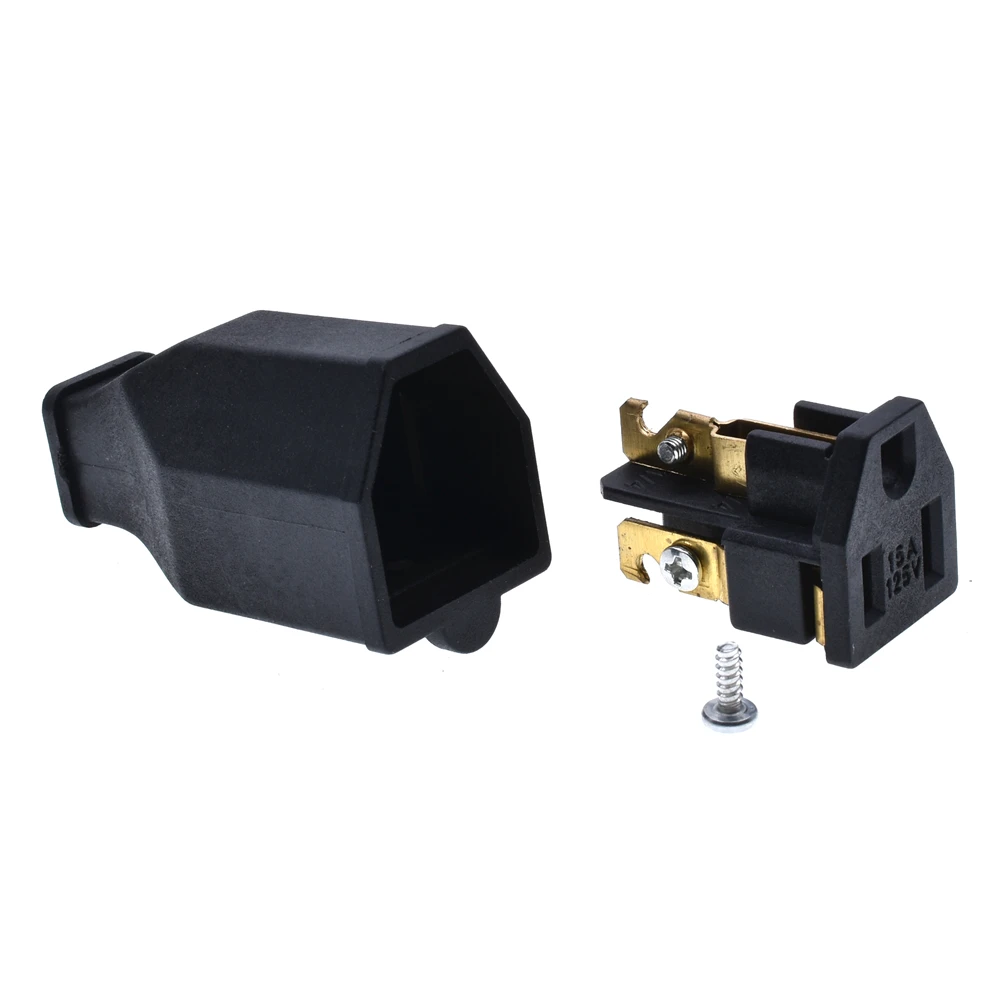 Black Copper American 3 Pins Power Plug Elcectrical AC 125V 15A US Power Cord Detachable Industrial Plug Socket