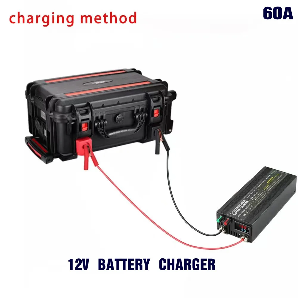 60A100A CC CV Adjustable Battery Charger Power Supply, 0-15V Smart Fast Charger for Li-ion & 14.6V LiFePO4 Battery, 100-240V AC