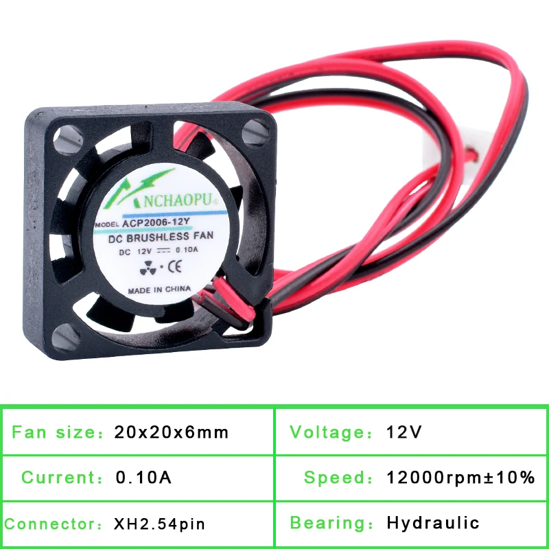 ACP2006 2cm 20mm Fan 20x20x6mm DC5V 12V USB 2pin Micro Cooling Fan for Micro Equipment Purifier Drone