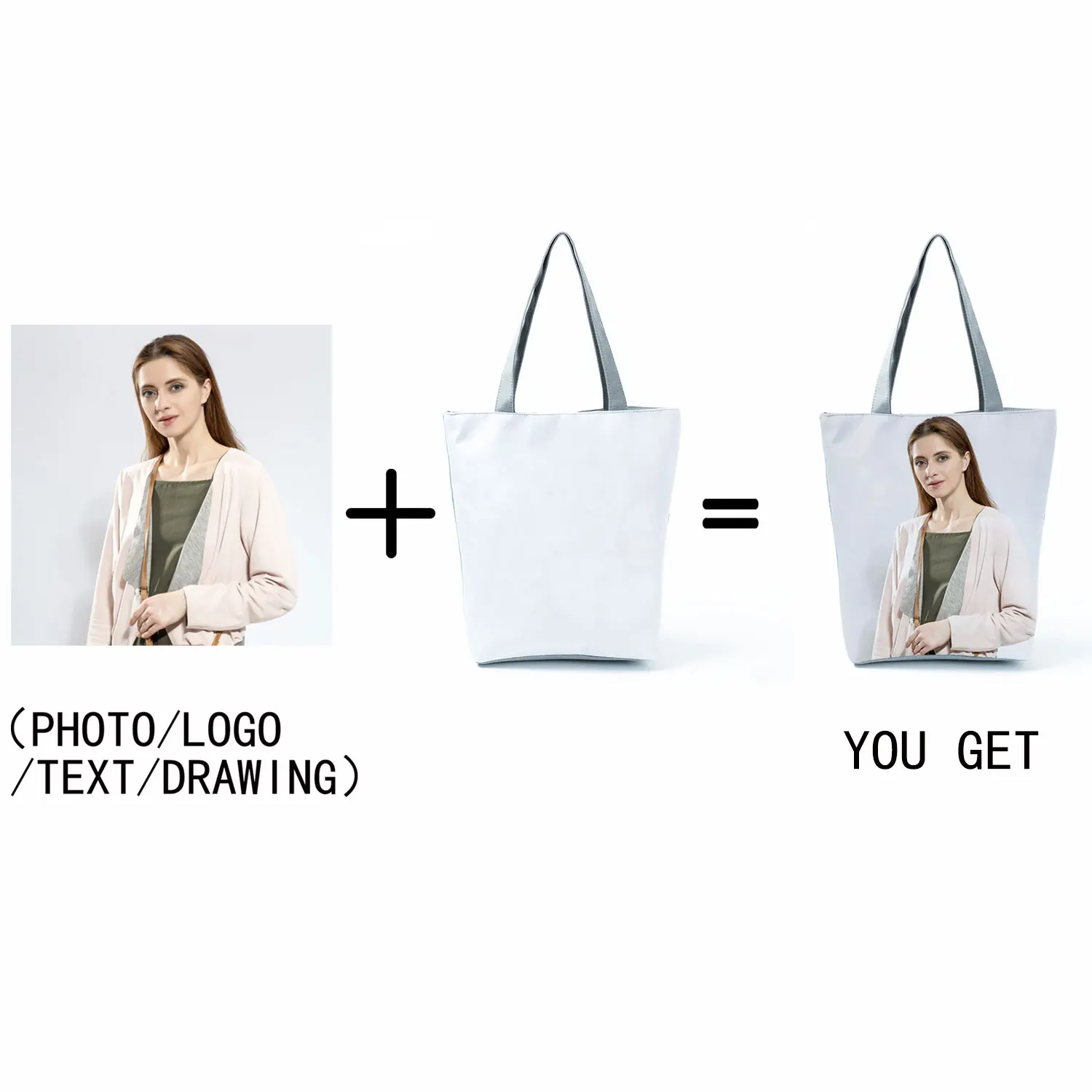 Personal Customize Women Tote Bag With Print Logo Custom Your Pictures Shopping Bags DIY Handbags Shoulder Bags Dropshipping