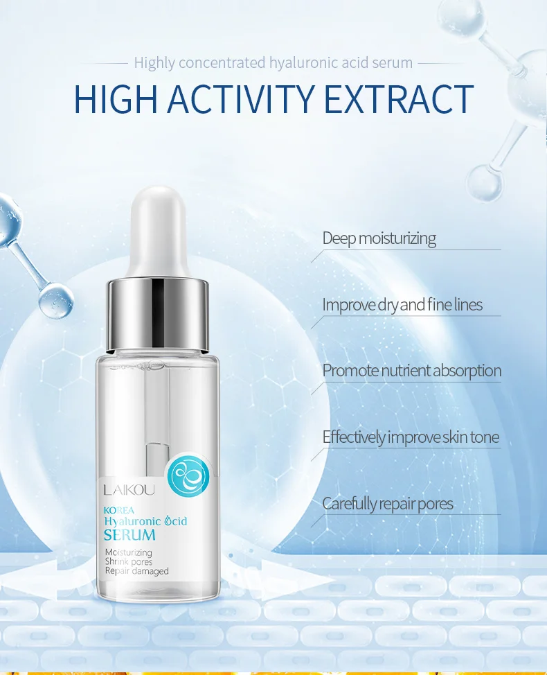 LAIKOU Serum Japan Sakura Essence Moisturizing Hyaluronic Acid Pure 24K Gold Brightening Vitamin C Face Serum Care Skin