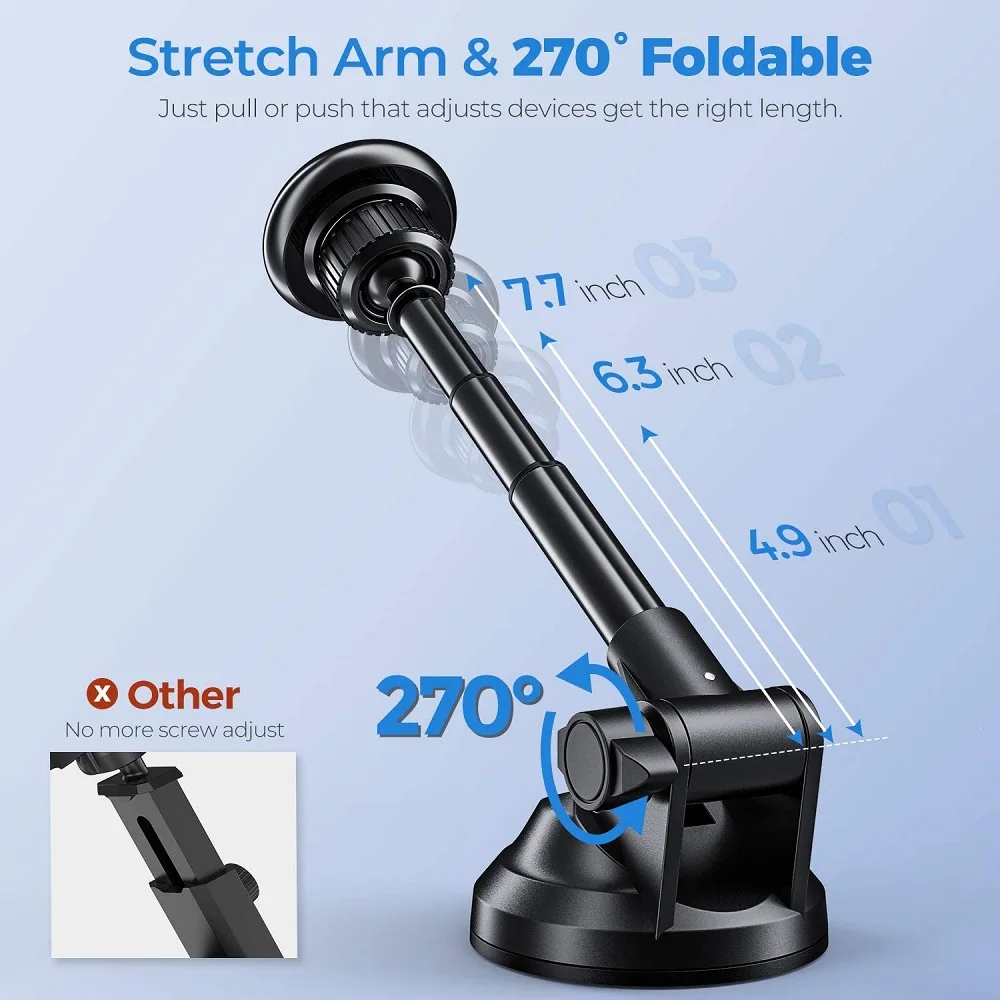 Magnetic Car Phone Mount Universal Suction Cup Car Phone Holder Magnet Mobile Phone Support Stand for iPhone 15 16 17 Samsung