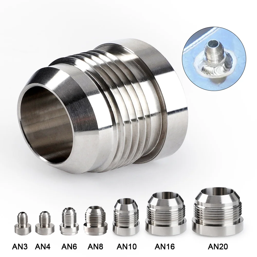 1PCS AN6 AN8 AN10 AN12 AN16 Fitting AN20 Male Billet Stainless Steel Straight Male Weld Fitting Adapter Weld Bung Nitrous