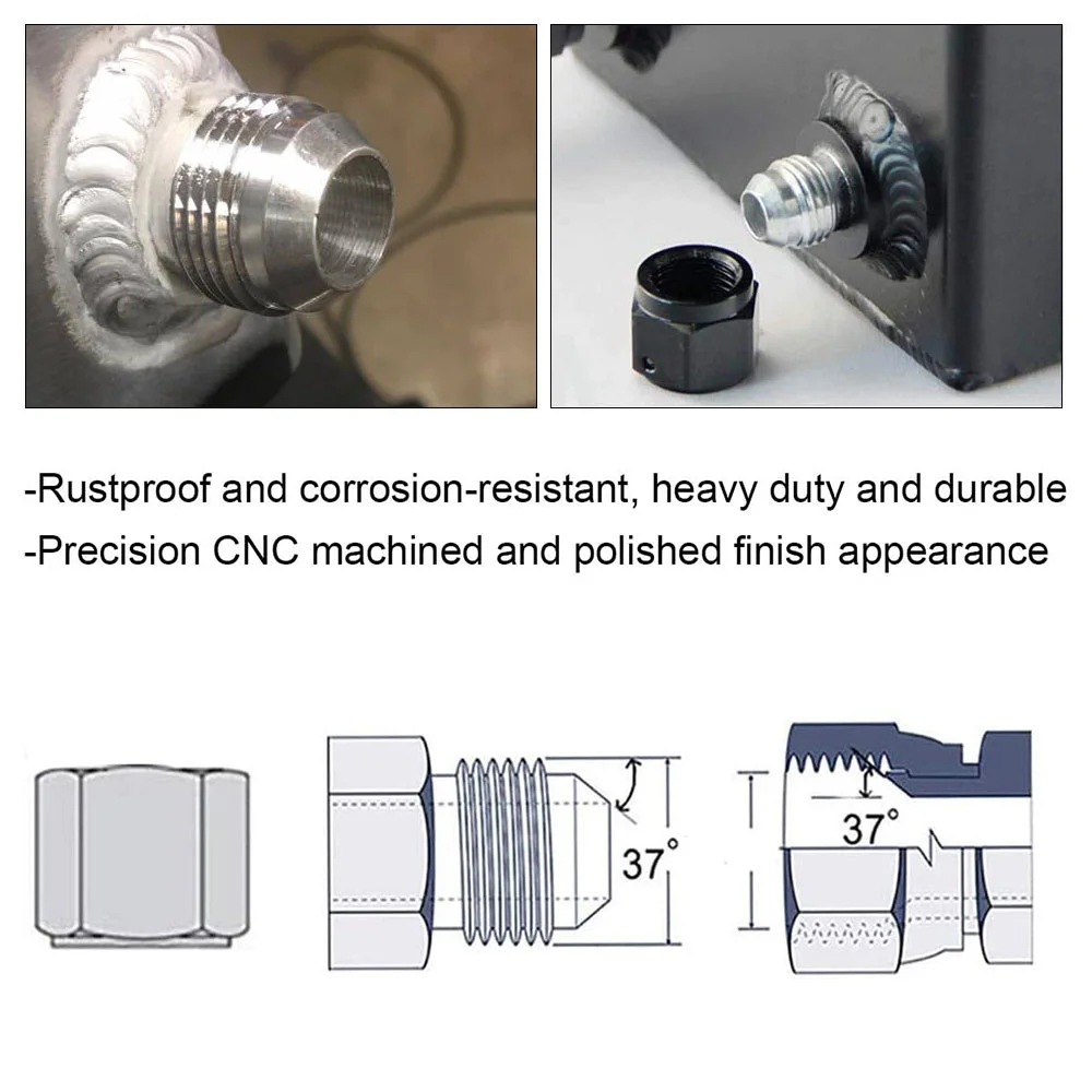 1PCS AN6 AN8 AN10 AN12 AN16 Fitting AN20 Male Billet Stainless Steel Straight Male Weld Fitting Adapter Weld Bung Nitrous
