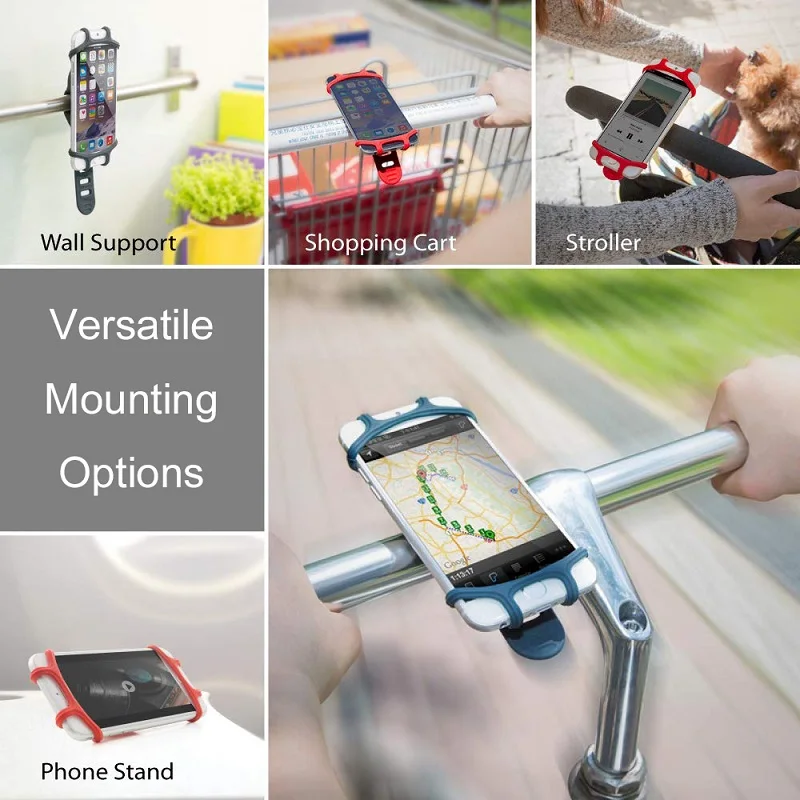 Universal Silicone Bike Bicycle Phone Holder Mobile Phone Motorcycle Handlebar Bracket Stand for iPhone 16 17 Pro Max Xiaomi