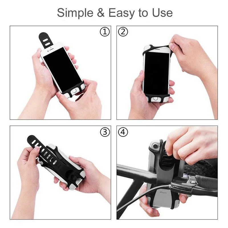 Universal Silicone Bike Bicycle Phone Holder Mobile Phone Motorcycle Handlebar Bracket Stand for iPhone 16 17 Pro Max Xiaomi