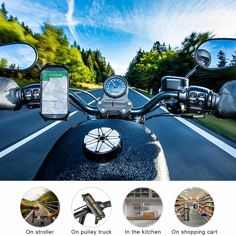 Universal Silicone Bike Bicycle Phone Holder Mobile Phone Motorcycle Handlebar Bracket Stand for iPhone 16 17 Pro Max Xiaomi