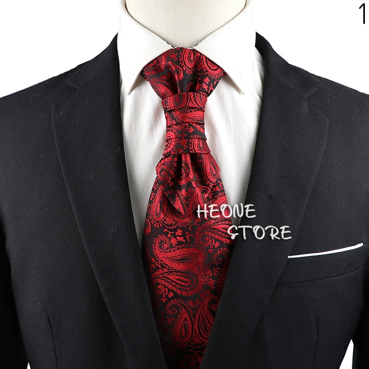 Luxury Men‘s Paisley Tie Red Black Blue Tuxedo Vest Ascots Neck Tie Tied Knot For Business Wedding Party Gentleman Accessories