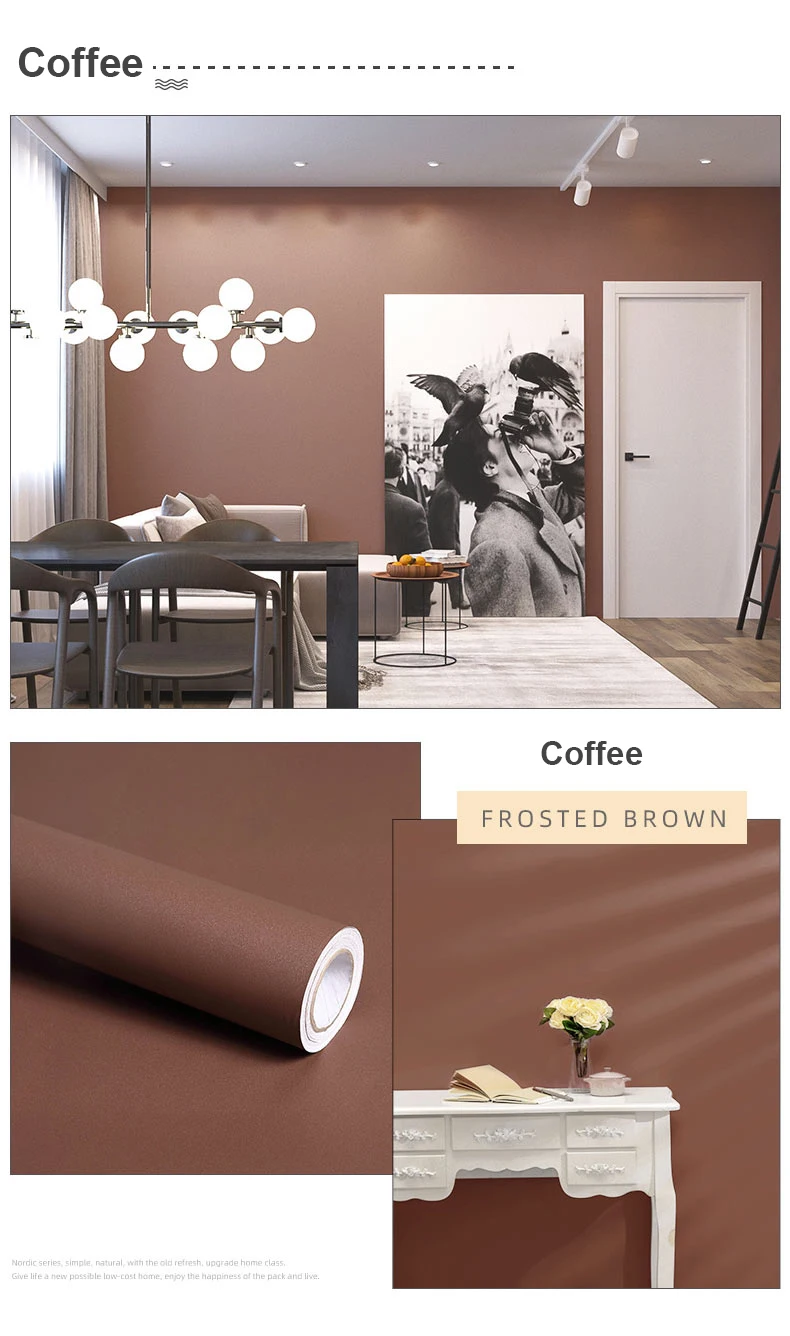 Waterproof Self-Adhesive Bedroom Warm Wallpaper Pure Gray Wall Stickers Student Dormitory Decoration Furniture Renovation Film