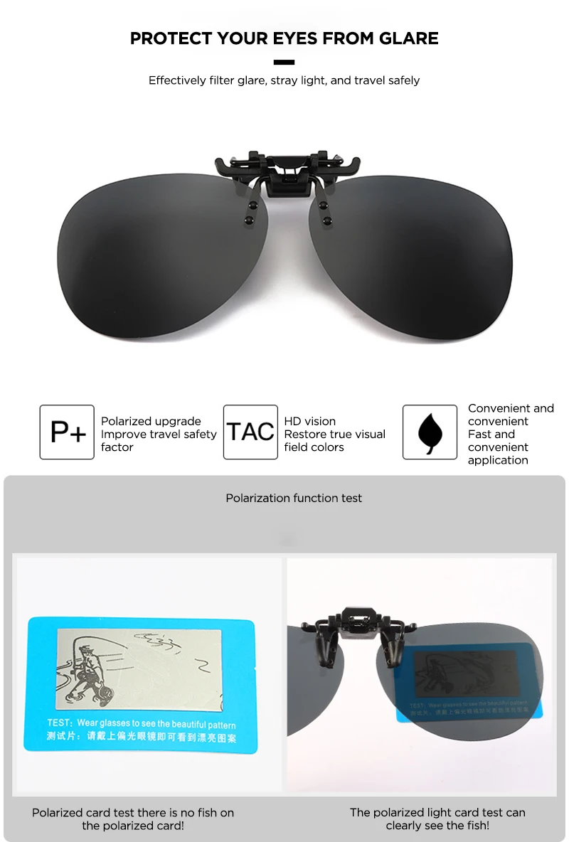 Polarized Sunglasses Clip Drive Sun Spectacles Yellow Night Vision Glasses Night Resin Lens Driving Eyeglasses UV 400 Protection
