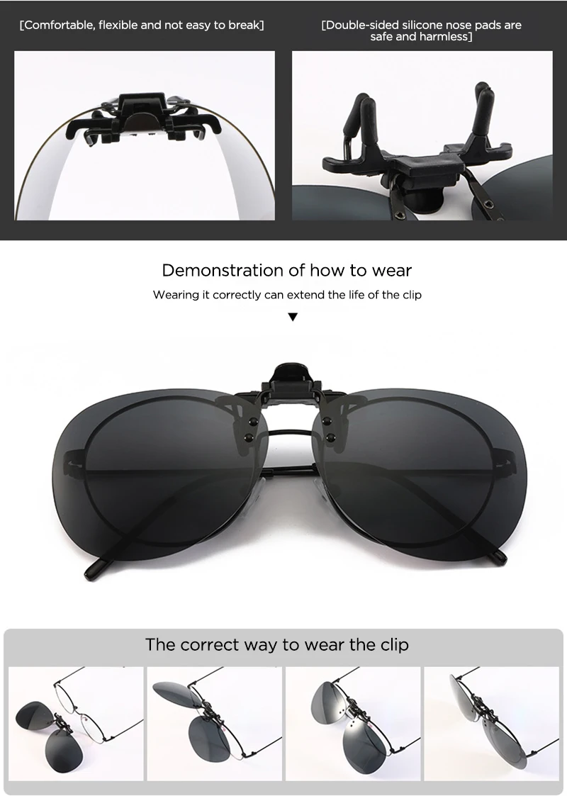 Polarized Sunglasses Clip Drive Sun Spectacles Yellow Night Vision Glasses Night Resin Lens Driving Eyeglasses UV 400 Protection